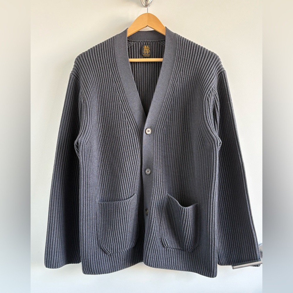 BATONER Signature Waso Cardigan 100% Wool Dark Gray Size 2